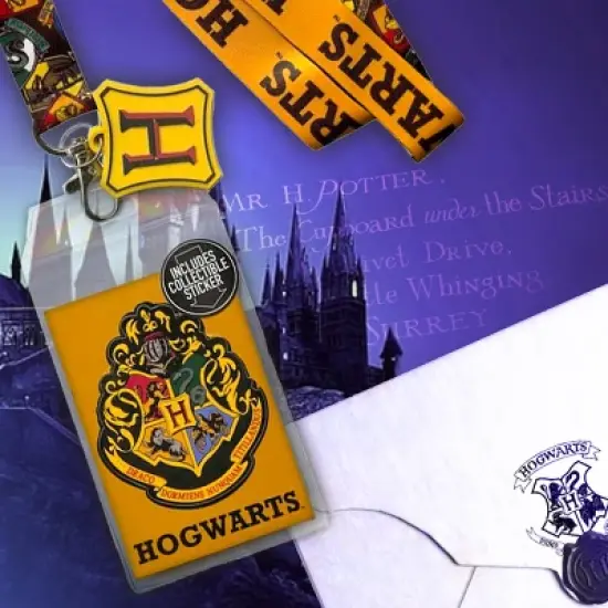 Harry Potter Hogwarts Lanyard Metal Charm ID Card Holder and Collectible Sticker image {6}