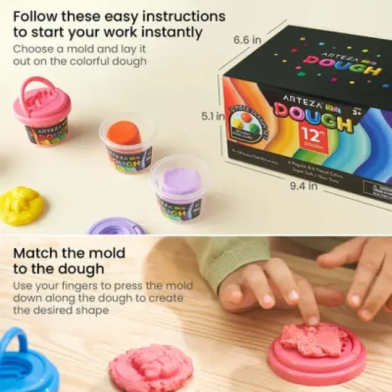 Arteza Kids Play Dough in tubs, Regular and Pastel Colors - 12 Pack image {3}