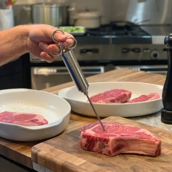 6pc Injector Set - Outset: Stainless Steel Meat Marinade Syringe, Dishwasher-Safe, BBQ Tool image {6}