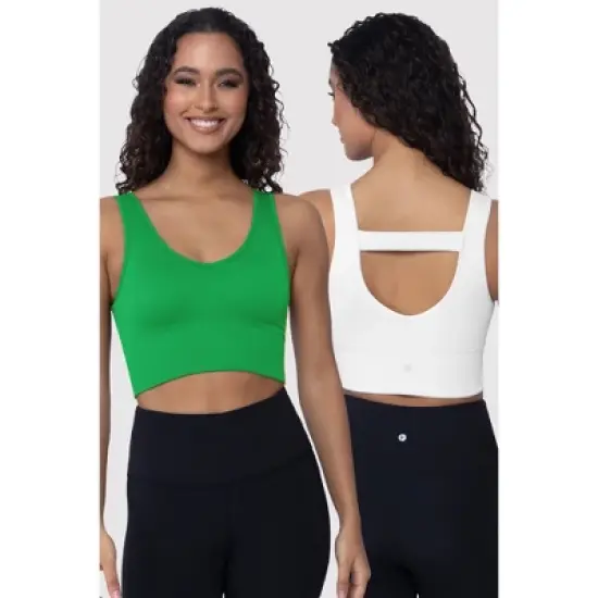 90 Degree By Reflex Womens 2 Pack Ribbed Seamless Bianca Strappy Back V-Neck Cropped Tank image {7}