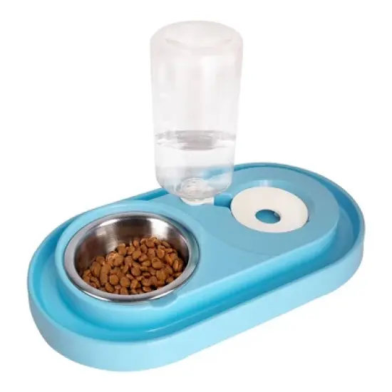 Dog & Cat Food and Water Dispenser Set, Double Dog & Cat Bowls with Steel Bowl, Pet Refillable Water Bowl image {1}