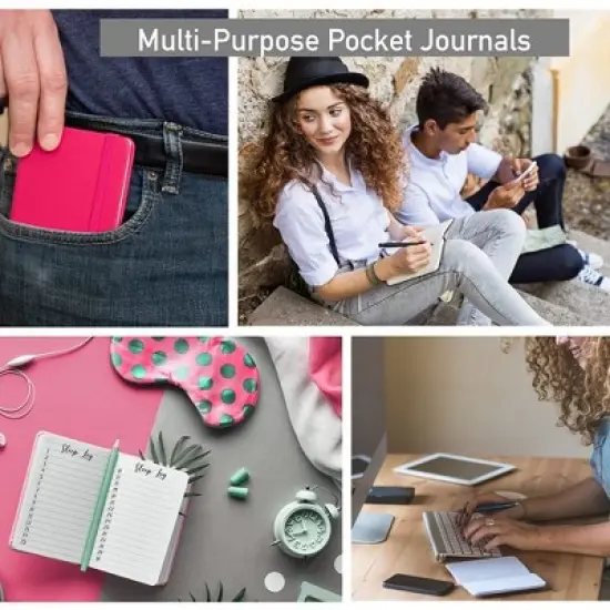 Simply Genius A6 Pocket Size Mini Notebooks with Hardcover - 124 pages (3.7" x 5.7") with Inner Pocket (Pink, 3 Pack) image {2}