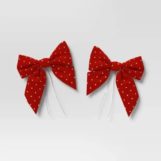 2ct Metallic Polka Dot Christmas Decorative Bow - Wondershop&trade; image {4}