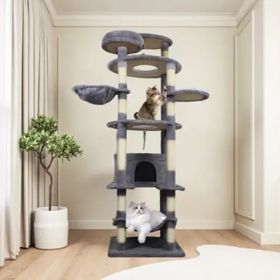 Whisen 78" Cat Tree Tower with Large Condo, Sisal Scratching Post, Hammock & Top Platform image {8}