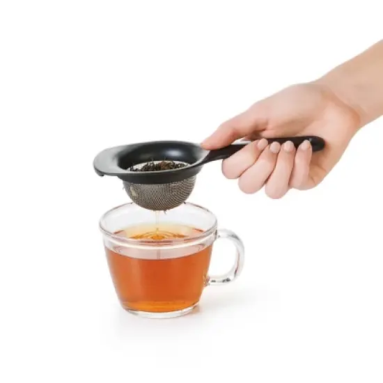 OXO 3" Mini Strainer: Stainless Steel Mesh, Dishwasher-Safe, Black Handle, Tea & Matcha Sifter, 2.5 Volume Capacity image {3}