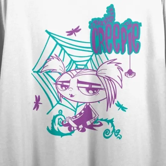 Growing Up Creepie Character Line Art Women's White Graphic Crop Tee image {1}