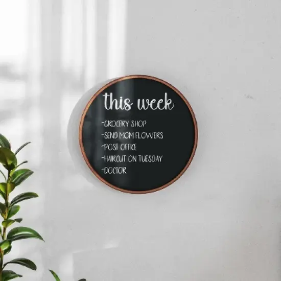 Flash Furniture Canterbury Round Wall Mounted Magnetic Chalkboards for Home or Business with Eraser and Chalk, Set of 2 image {1}