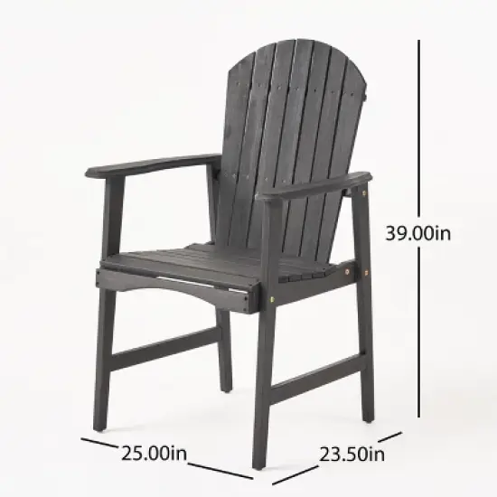 MOEPISY Set of 2 Outdoor Weather Resistant Acacia Wood Adirondack Dining Chairs Dark Gray image {4}