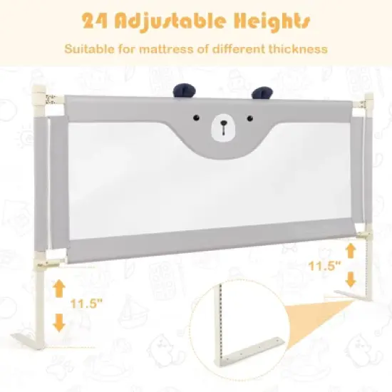 Safstar 57" Bed Rails for Toddlers Vertical Lifting Baby Bedrail Guard with Lock Grey image {2}