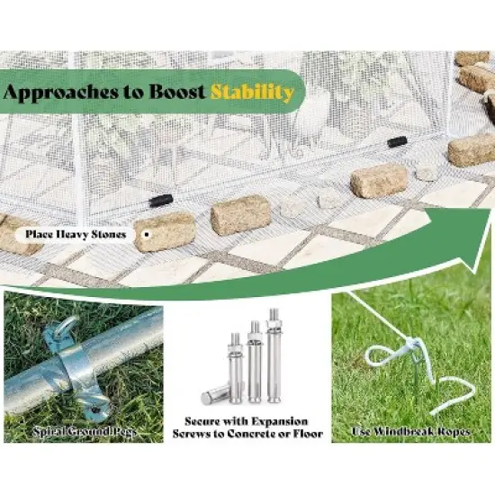 AMERLIFE 13.5x13.5x9 FT Hexagonal Walk-in Greenhouse, Windbreak Ropes, Waterproof PE Cover image {6}