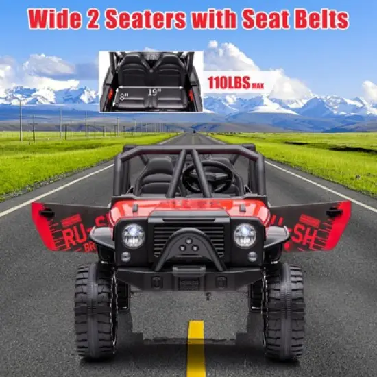 24V 2-Seater Kids Ride On Truck Car with Remote Control, Powered Electric Vehicles, 2WD Dual Motors Vehicle with LED Light Music for Boys and Girls image {3}