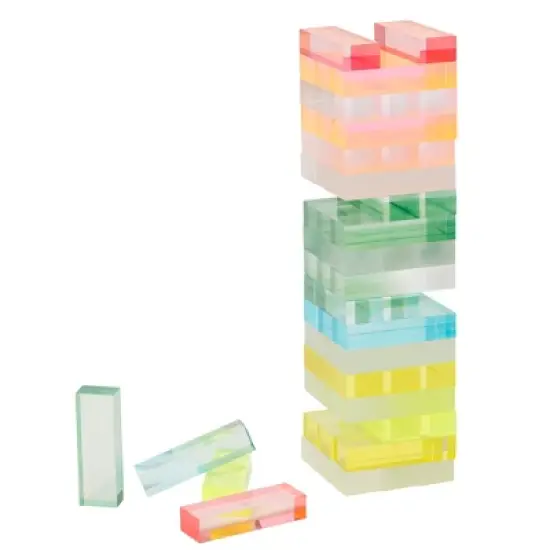 Sunnylife Lucite Jumbling Tower-Ombre Sherbert-Stacking Game, 54 Acrylic Blocks image {2}