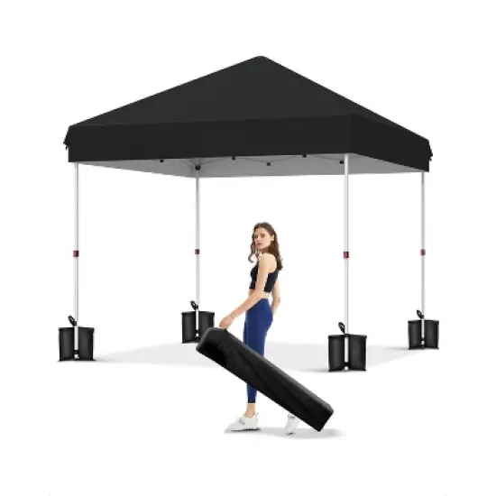 10x10 FT Canopy Tent, Outdoor Shelter with 3 Adjustable Heights, Quick Setup, Includes 4 Sandbags & Carry Bag, Ideal for Camping, Parties image {7}