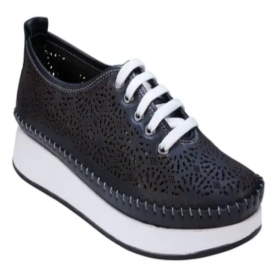 Cools 21 Sarto Perforated Memory Foam Leather Lace Up Sneakers image {5}