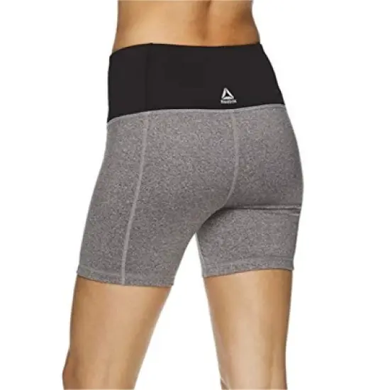 Reebok Womens Fitted Highrise Athletic Compression Shorts, Grey, Large image {2}
