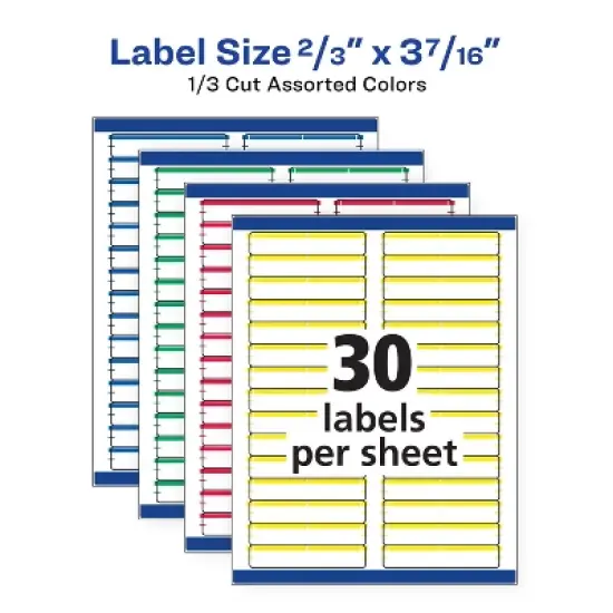 Avery TrueBlock File Folder Labels, 2/3" x 3-7/16", 750 Printable Labels, Assorted (5266) image {4}