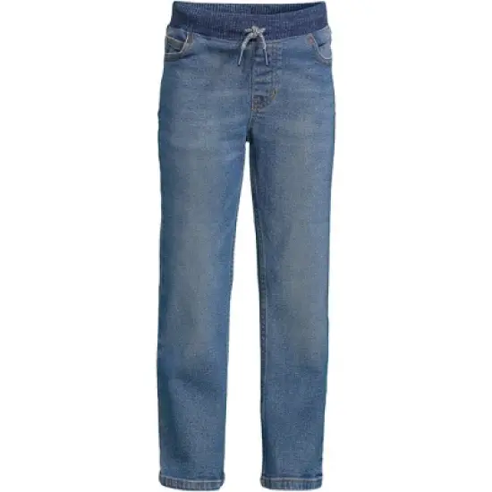 Lands' End Boys Slim Iron Knee Stretch Pull On Denim Jeans image {4}