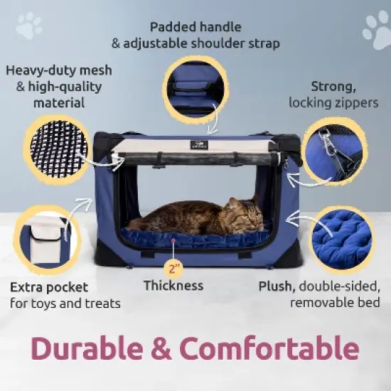 PetLuv Cat & Dog Stroller Foldable w/ Detachable Soft Pet Travel Carrier Fits 2 Cats or Medium Dog & Removable Plush Pillow Privacy Windows image {8}
