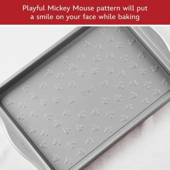 Farberware Disney Bake with Mickey Mouse 10"x15" Nonstick Cookie Pan Red: Steel Baking Sheet, Dishwasher-Safe image {6}