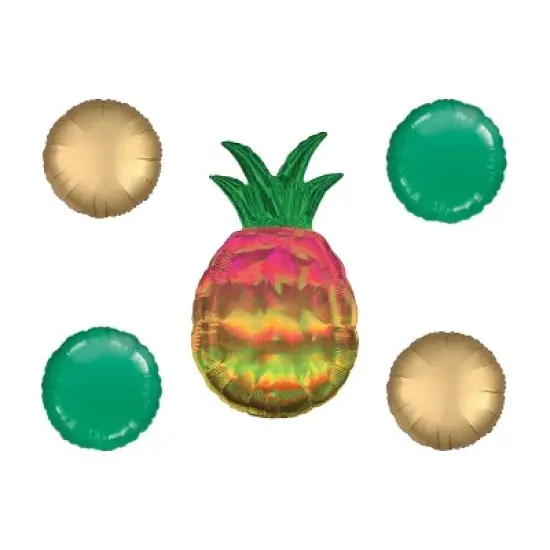 LOONBALLOON 31 Inch Pineapple Iridescent Holographic Balloon Medium Shape Set (4x shape) image {1}