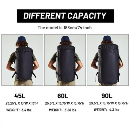 Large Duffel Backpack Sports Gym Bag with Shoe Compartment, Heavy Duty and Water Resistant, Black, 45L image {2}