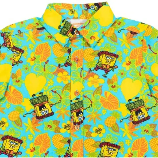 SpongeBob SquarePants Short Sleeve Button Down Shirt Blue image {2}