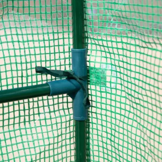 Outsunny Walk-in Greenhouse, 2-Tier Shelf Hot House, Roll Up Zipper Door, UV protective for Flowers, Herbs, Vegetables image {5}