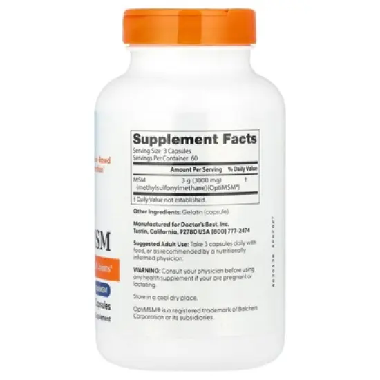 Doctor's Best MSM, 180 Capsules (1,000 mg per Capsule) image {1}