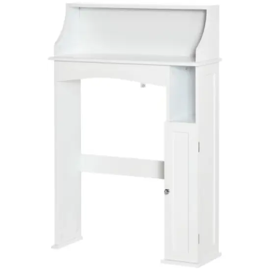 kleankin Over The Toilet Storage, Bathroom Organizer with Adjustable Inner Shelf, and Door Cabinet, White image {3}