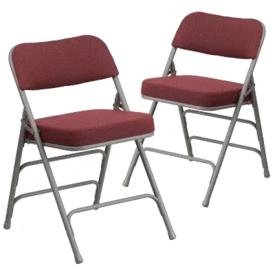 Flash Furniture 2 Pack HERCULES Series Premium Curved Triple Braced & Hinged Fabric Upholstered Metal Folding Chair image {11}