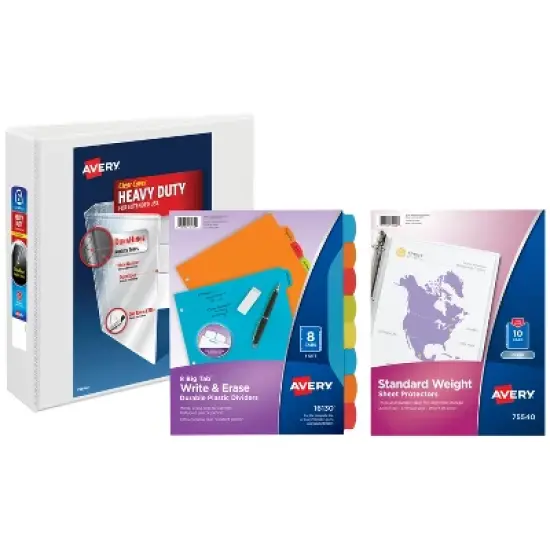 Avery 2" Ring Binder, 8 Tab Dividers, Sheet Protectors, Set (01685) image {6}