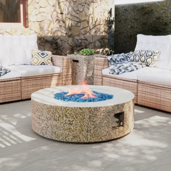 42/56 inch Outdoor Magnesium Oxide Fire Pit Table Propane for Outside Patio with Tank Cover image {8}