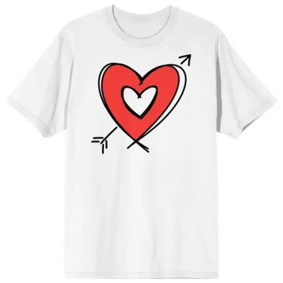 Valentine's Day Arrow Heart Crew Neck Short Sleeve Women's White T-shirt image {5}