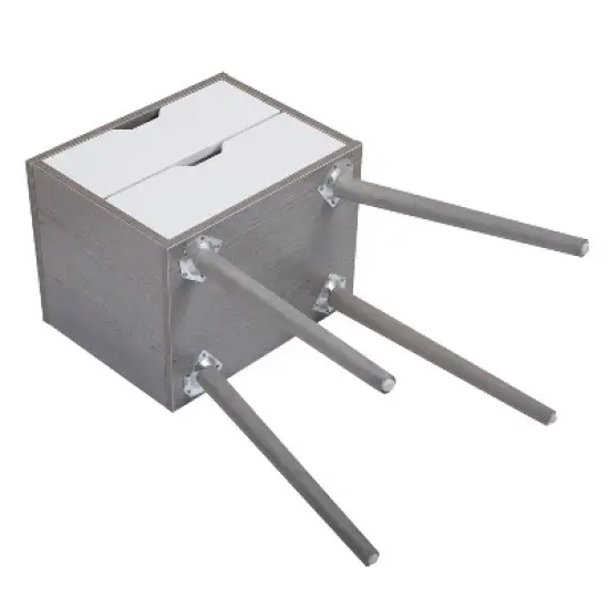 Resenkos Set of 2 Bedside Table with Two Drawer Storage Design for Living Room Sofa - Gray, Night Stand image {3}