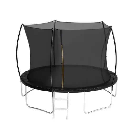 NAYSAYE Trampoline 12FT with Double Sided Color Pad Safety Net and Ladder for Outdoor Fun, Black, 143.70"*143.70"*108.30" image {5}