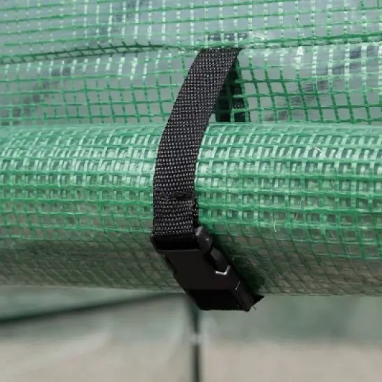 Outsunny 84.25" x 56.25" x 76.75" Walk-in Greenhouse, 3-Tier Shelves, Steel Frame Hot house, Roll-Up Zipper Door for Flowers, Vegetables, Green image {5}