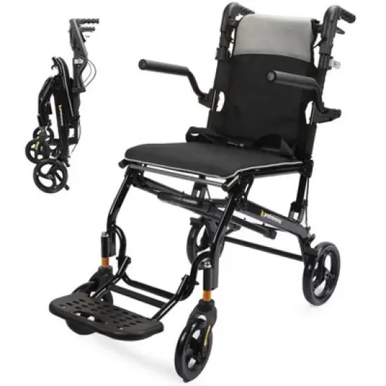 ProTraverse Wheelchairs for Adults, Foldable and Portable Transport Wheelchair, Portable Folding Transfer Wheelchairs for Seniors(Grey) image {6}
