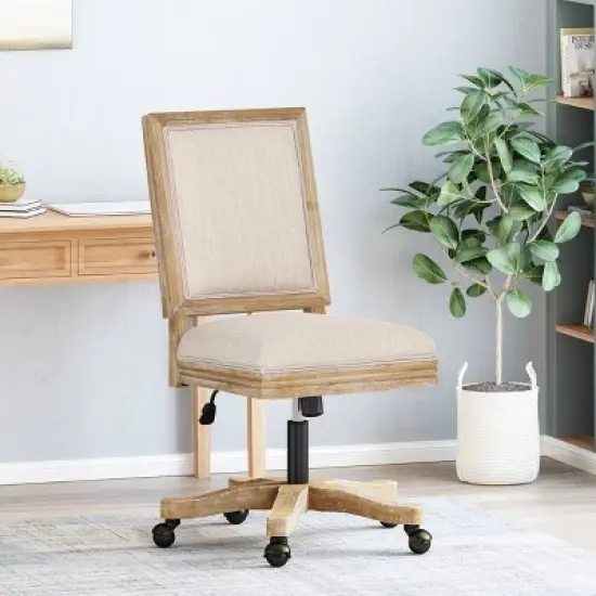 Sandine Rustic Upholstered Swivel Office Chair - Christopher Knight Home image {1}