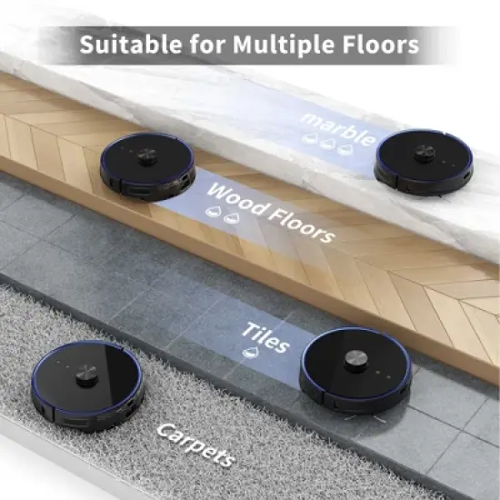 VIOMI S9 Smart Robot 3 In 1 Vacuum, Sweep, and Mop Cleaner with Auto Self Emptying, Self Charging Battery, and Alexa and Google Assist, Black image {1}