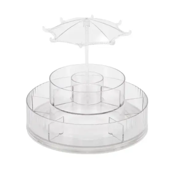 Unique Bargains 360&deg; Degree Rotating Makeup Organizer Clear 1 Pc image {6}