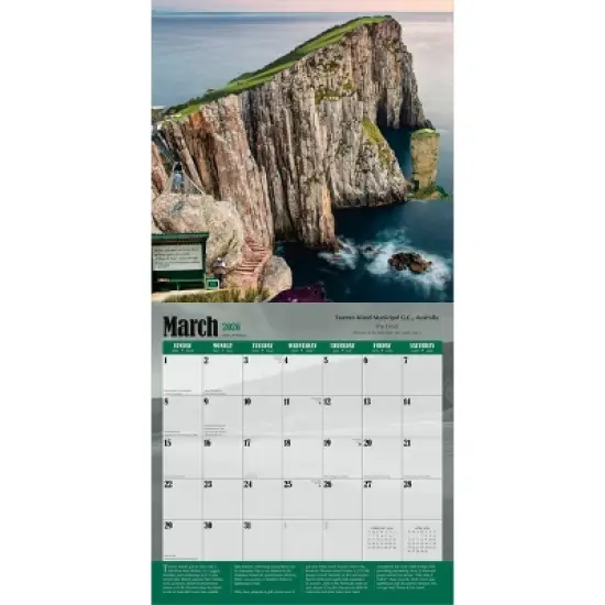 BrownTrout World's Toughest Golf Holes 2026 12"x24" Hanging Square Wall Calendar Plastic-Free image {2}