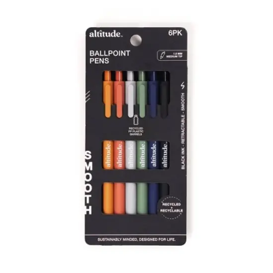 Altitude 6pk Retractable Ballpoint Pens 1.0mm Black Ink Terracotta image {5}