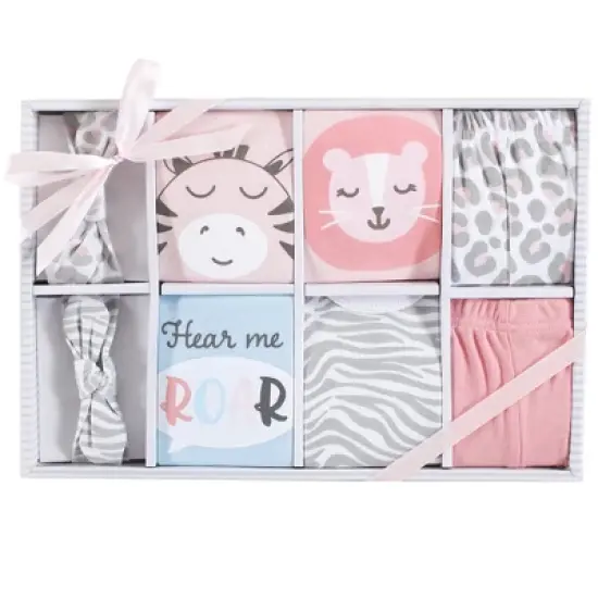 Hudson Baby Infant Girl Layette Boxed Giftset, Girl Safari, 0-6 Months image {1}