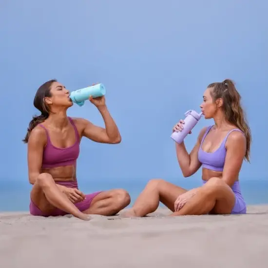 Takeya Actives 32oz Stainless Steel Water Bottle with Straw Lid - Lavender Field image {3}