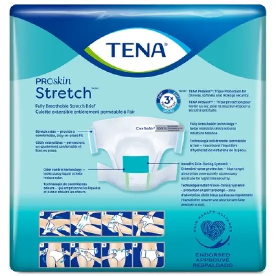 TENA Stretch Super Incontinence Briefs, Heavy Absorbency, Unisex, 3XL, 8 Count, 4 Packs, 32 Total image {2}