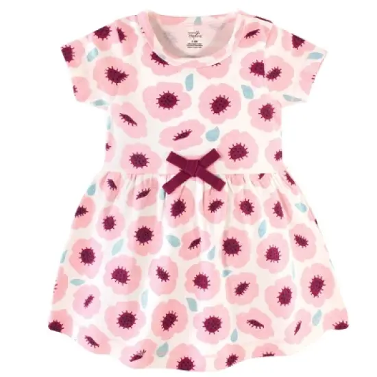 Touched by Nature Baby and Toddler Girl Organic Cotton Short-Sleeve Dresses 2pk, Blush Blossom image {2}