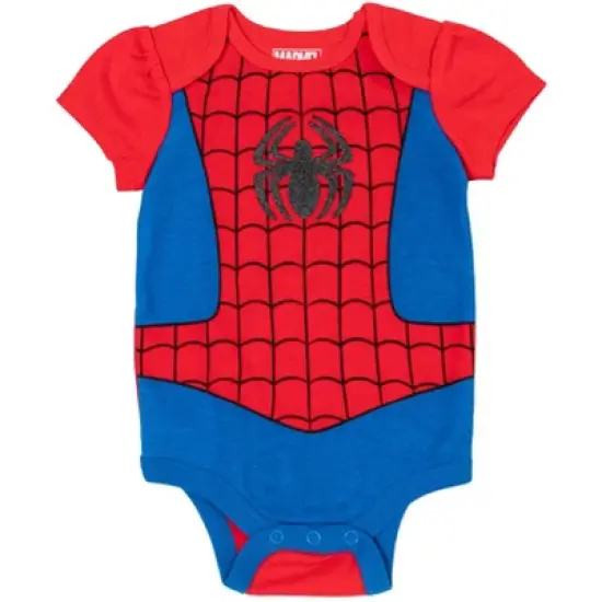 Marvel Avengers Captain Captain America Spider-Man Baby Girls Cuddly Short Sleeve Bodysuit and Headband Captain Marvel, Captain America, Spider-Girl  image {2}