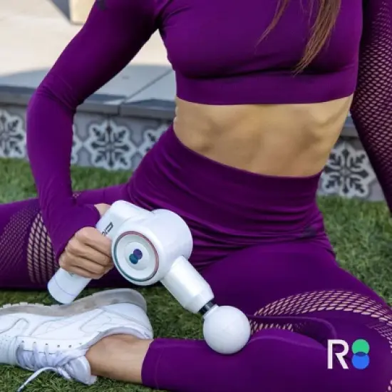 Reathlete FOLD Interchangeable Folding Percussion Massage Therapy Gun - White image {3}