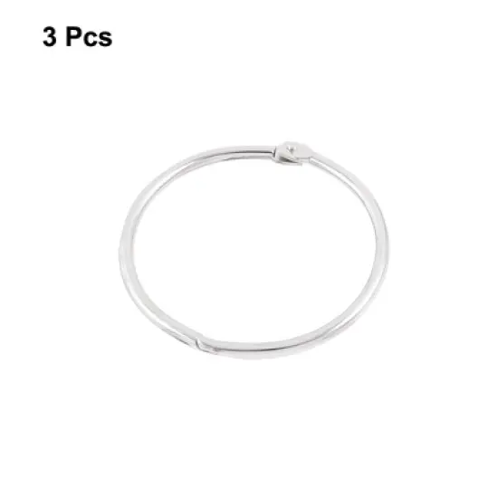 Unique Bargains Metal Loose Leaf Binder Hinge Snap Ring for Book Office 3 Pcs 2.4" Dia image {1}