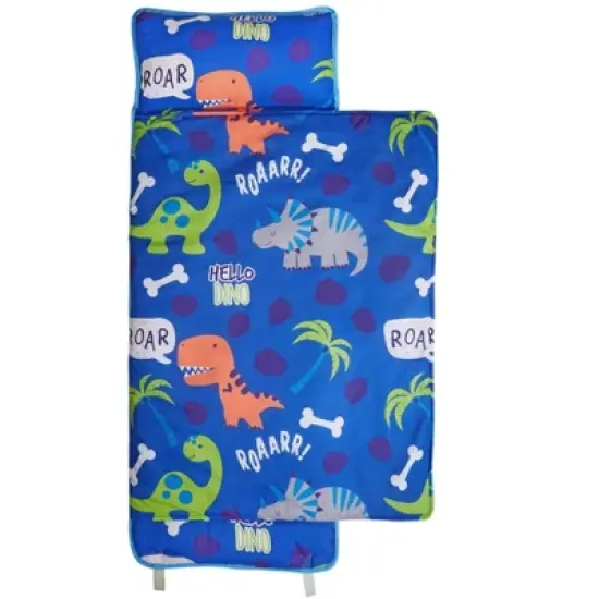 Everyday Kids Roarin' Dinos Nap Mat with Removable Pillow &ndash; Soft, Roll-Up Sleeping Bag with Handle for Ages 3&ndash;6 &ndash; Ideal for Preschool & Travel image {2}